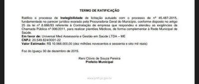 Ratificação saude foz